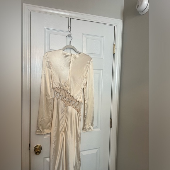 Shona Joy Arienzo Asymmetrical Lace Up Maxi Dress in Cream - mordernwear.com